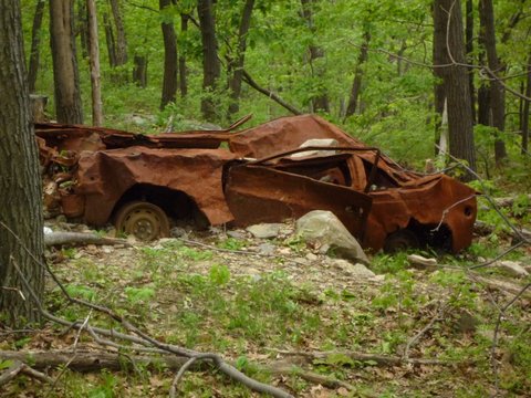 Wrecked car, Red Trail, South Beacon Mountain, NY