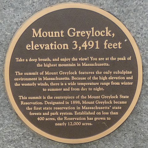 Elevation sign, Mr. Greylock, MA
