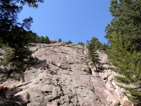 Free climbing the Second Flatiron, Boulder Mountain Park, Boulder, Colorado