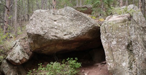 Tiny rock shelter on amphitheater trail, Boulder, Colorado